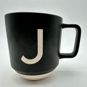 Black Monogram Ceramic Mug with Letter "J" by COLLECTIVE HOME
